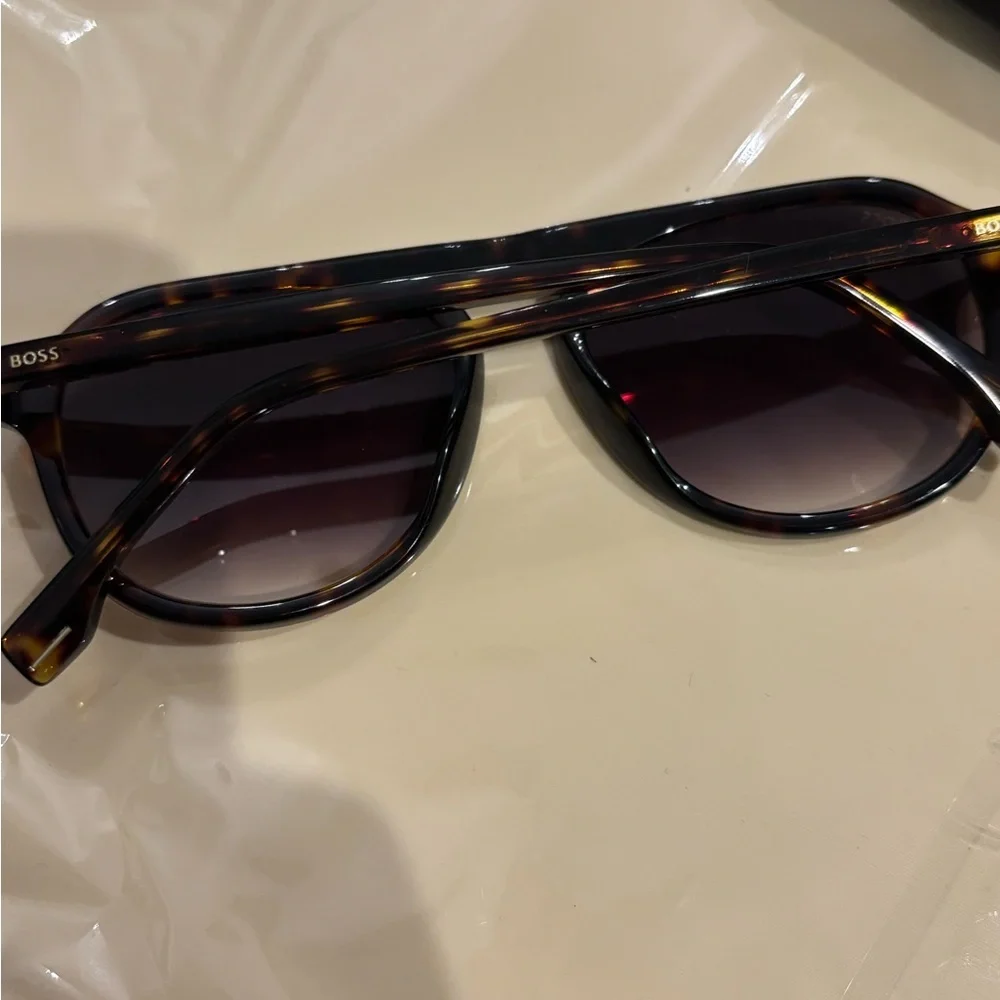 Boss Tortoise Shell Frame Sunglasses with Dark Gradient Lenses